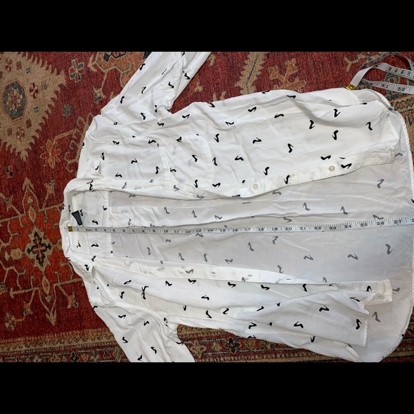 White and Black Button Up Blouse - Picture 6 of 6